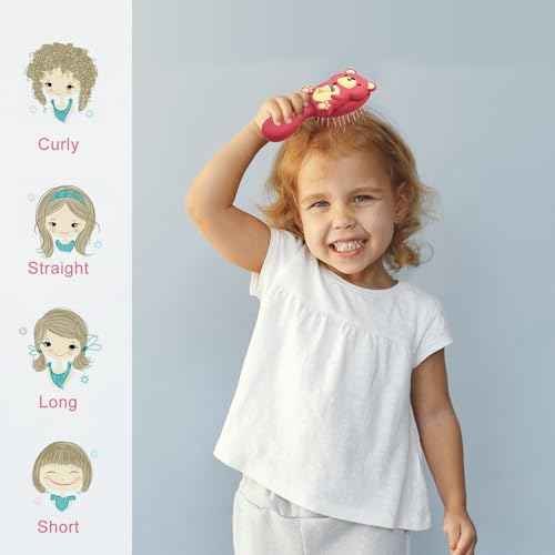 Mini Toddler Hair Brush Detangler Brush Kids Detangling Hairbrush Soft Massage Comb Small Travel Hair Brush for Thick Curly Thin Long Short£¨Red£©