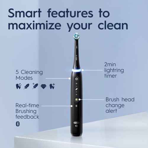 Oral-B iO Deep Clean + Whiten Rechargeable Electric Toothbrush with Visible Pressure Sensor, 2 Minute Timer, 5 Cleaning Settings, 1 iO5 Limited, 3 Toothbrush Heads, Travel Case & Refill Holder, Black