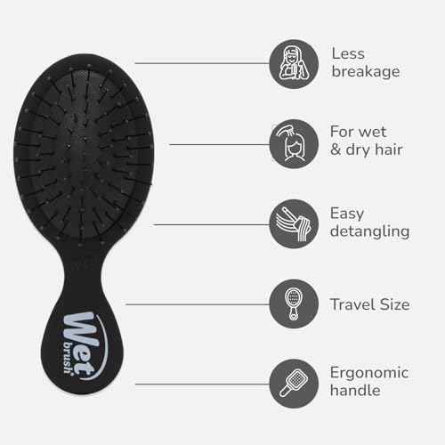 Wet Brush Mini Detangler Hair Brush, Black Frost, Detangling Travel Hairbrush, Ultra-Soft IntelliFlex Bristles Glide Through Tangles with Ease, Pain-Free, All Hair Types