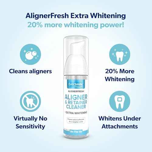 EverSmile AlignerFresh Extra Whitening Foam ? Cleaner Compatible w/Invisalign and All Clear Aligners and Retainers ? Eliminates Bacteria, Whitens Teeth, Fights Bad Breath ? 50ml (4 Pack)
