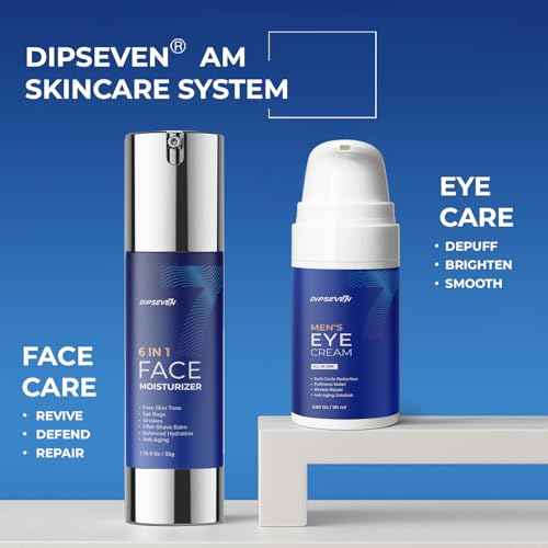 6 in 1 Face Cream for Men: Anti-Aging Mens Moisturizer - Firming Peptide & Hyaluronic Acid & Squalane - Wrinkles Cream Eye Bag Treatment for Men