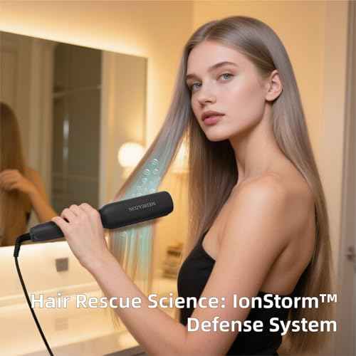 Flat Iron Hair Straightener ? 1.7¡±Wide Ceramic Plate with Negative Ionic Technology, Digital Temp Control & Dual Voltage for Curly/Thick/Coily Hair