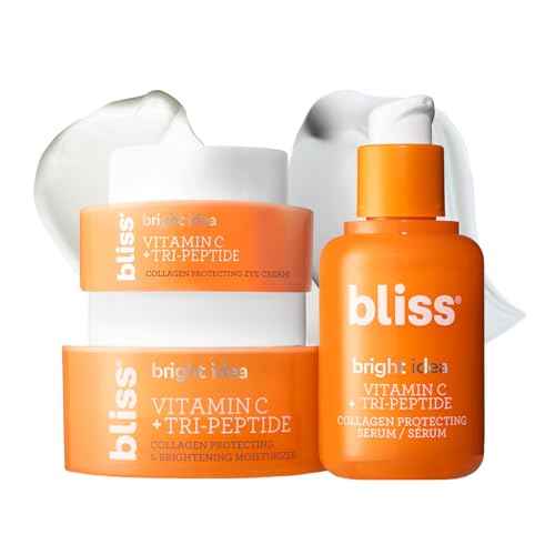 Bliss Vitamin C + Tri-Peptide Glow Getter Bright Idea 3-Piece Kit ? Includes Brightening Moisturizer, Eye Cream & Serum for Radiant, Firm, Hydrated Skin ? Vegan & Cruelty-Free Skincare Set