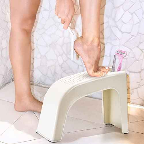 Hedume 2 Pack Shower Foot Rest, Easy Pedicure Foot Rest Stand, Shower Foot Stool for Shaving Legs, Bathing, Manicure, Non-Slip, Built-in Storage