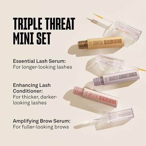Babe Original Triple Threat Mini Set, Includes Babe Lash Essential Serum & Enhancing Conditioner + Babe Brow Amplifying Serum, 1 mL, 3 Pack