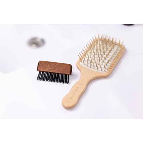 ACCA KAPPA Natural Paddle Hair Brush Wooden Pins Beechwood Anti-Static Scalp-Massage Detangler