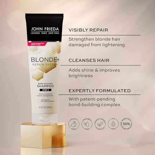 John Frieda Repair Shampoo Bond-Building Formula, for Blonde,Damaded Hair, Vegan, Cruelty & Paraben-Free, Not Tested On Animals 8.3 Fl Oz