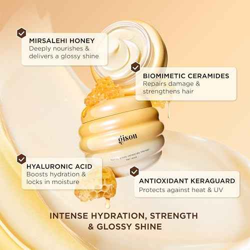 Gisou Honey Gloss Ceramide Therapy Hair Mask Mini ? Deep Repair & Hydration with Mirsalehi Honey, Ceramides & Hyaluronic Acid, 2.5 fl oz