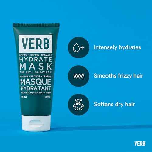 VERB Hydrate Mask, 6.8 fl oz - Intense Moisture for Dry + Frizzy Hair - Smooth + Detangle - Amber + Warm Jasmine Scent