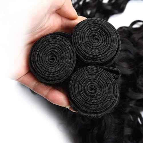 30 32 34 inch #1B Human Hair Bundles Water Wave Bundles Human Hair Wet and Wavy Bundle Double Weft Natural Black Color 300g