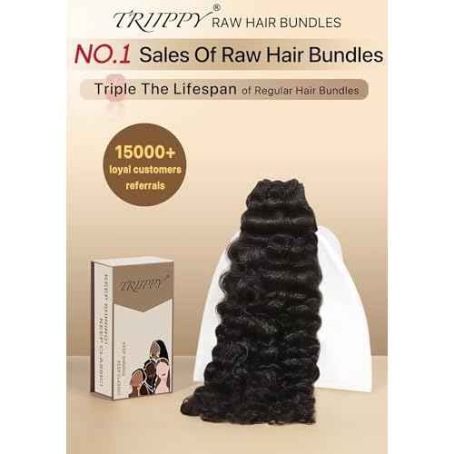 TRIIPPY Real Raw Sea Wavy Bundles Human Hair,100% Cambodian Raw Hair Sew-In Weave Single Bundle,Triple The Lifespan Over Regular Virgin Hair Bundle,No.1 Raw Hair Brand On Amazon(14 Inch)