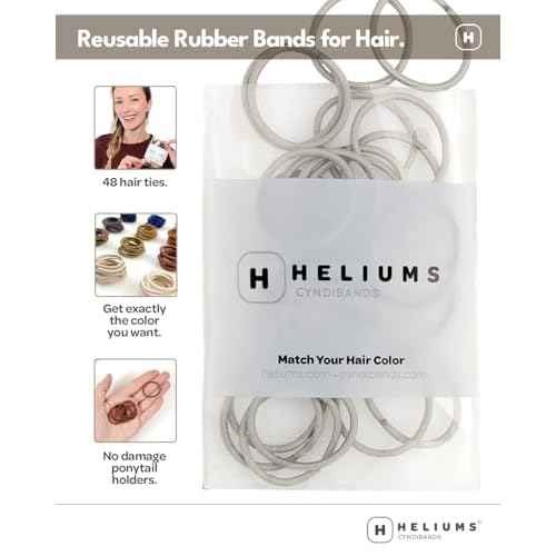 Heliums Small Hair Ties - Beige Blonde - No Damage Mini 1 Inch Reusable 2mm Elastics for Thin Hair and Kids, Neutral Ponytail Holders - 48 Count