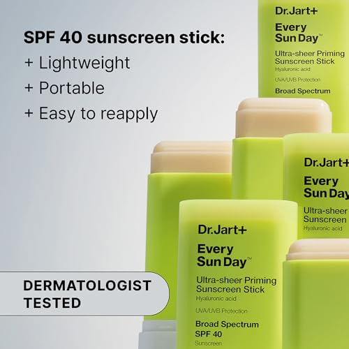 Dr.Jart+ Every Sun Day Invisible Korean Priming Sunscreen Stick SPF 40 with Hyaluronic Acid | Glides Over Makeup | Korean Skincare | Travel Size, 0.67 Ounce