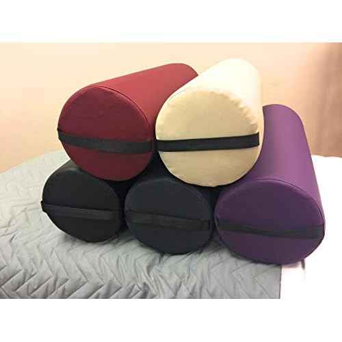 Fluffy Massage Bolster Pillow by NRG - 8"W x 26"L Full Round Massage/Spa Table Bolster with Carrying Strap - Supports Neck, Knees or Ankles - PVC Free Vinyl Upholstery - CFC Free Foam - Color: Black