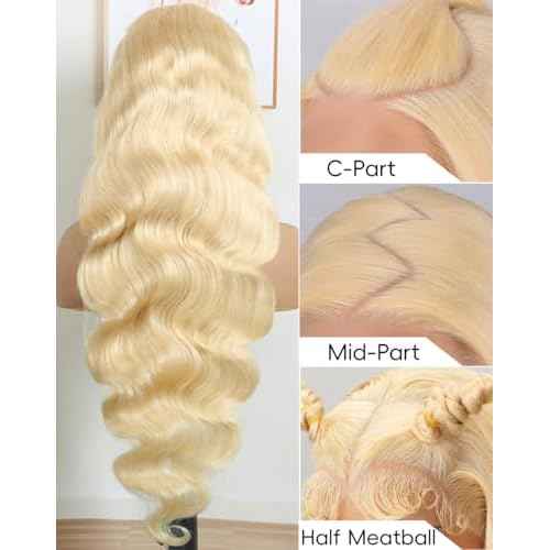 613 Lace Front Wig Human Hair Guaranteed 100% Virgin Human Hair 13x6 200 Density Body Wave Lace Front Wigs Soft Bouncy Blonde Wig Human Hair No Tangle No Shedding 613 HD Lace Frontal Wigs 28 Inch