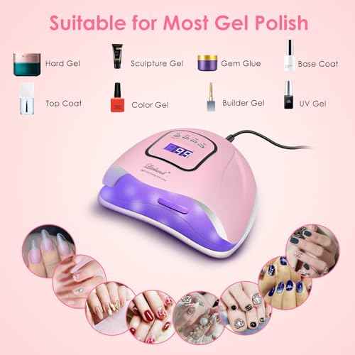 UV Gel Nail Lamp,150W UV Nail Dryer LED Light for Gel Polish-4 Timers Professional Nail Art Accessories,Curing Toe Nails