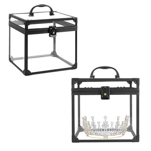 Crown Box 7.9 x 6.7 x 7.5inch, Clear Makeup Case,Cosmetic Organizer, Large Capacity Transparent Acrylic Artists Display Case for Vanity,Bathroom Counter or Dresser