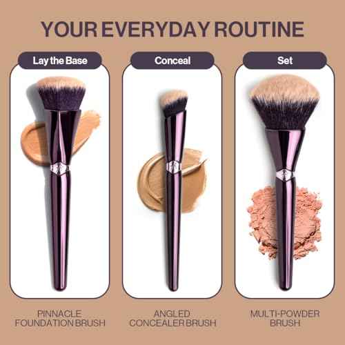Anisa Beauty Starter Everyday Makeup Brush Set ? 3 Essential Brushes for Foundation, Concealer, and Powder Application ? Soft, Synthetic Fibers for Flawless, Streak-Free Finish