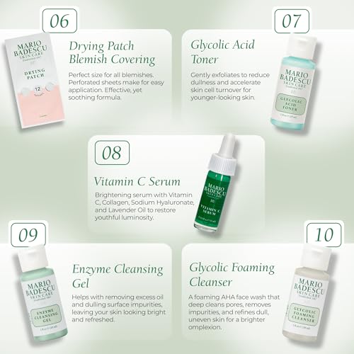 A Little Bit of Mario 10-Piece Skincare Kit ? Vitamin C Serum, Glycolic Acid Toner, Hyaluronic Dew Cream, Collagen Mask, HOCI Spray & Cleanser ? Brightening, Anti-Aging & Hydration ? Travel & Gift Set