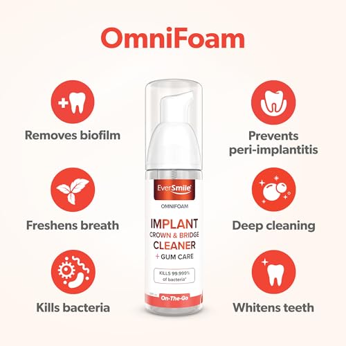 Eversmile OmniFoam Dental Cleaner ? Cleaning Foam for Implants, Crowns, and Bridges ? Pack of 2, 50ml Bottle