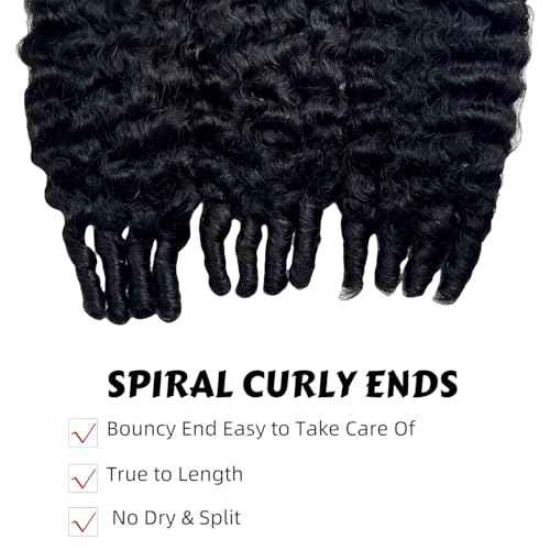 Burmese Curly Bundles Human Hair 16 18 20 Inch 12A Grade 100% Unprocessed Brazilian Virgin Hair Weave with Spriral End 3c4a Quick Weave Real Human Hair Natural Black Hair Extensions