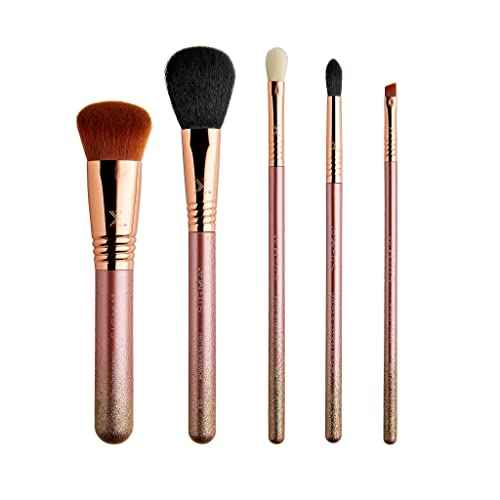 Sigma Beauty Modern Beauty Makeup Brush Set ? Set of 5 Face and Eye Makeup Brushes for Eyeshadow, Blending Setting, Highlighting, Concealing & Contouring, Includes Rose Colored Small Makeup Bag
