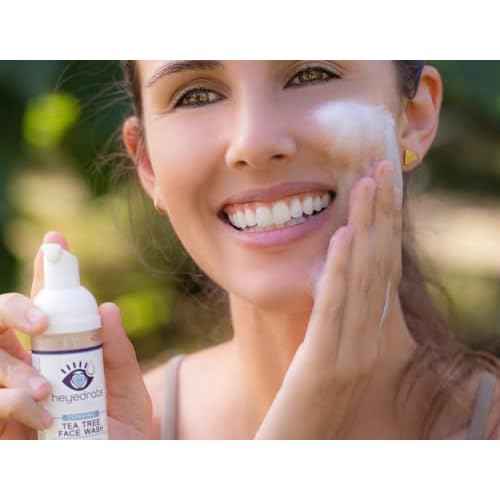 Foaming Tea Tree Face Wash and Eyelid Cleanser for Women - Made With Organic Ingredients & Aloe Vera, 3 Pack - 1.7 Ounces