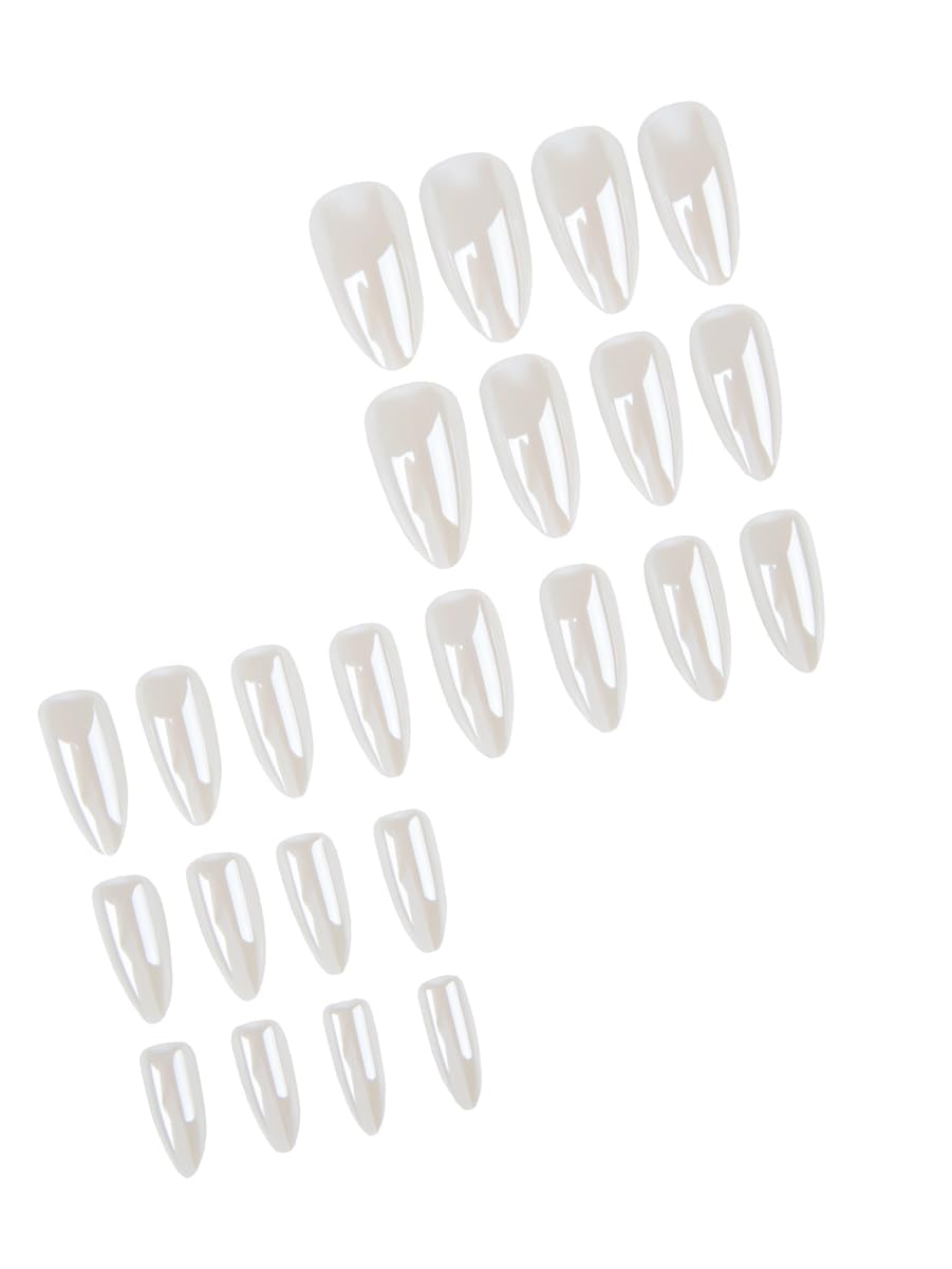 Skiennix Press-On Nails - Medium Almond Chrome Design | Full Cover Glossy Finish - 24PCS