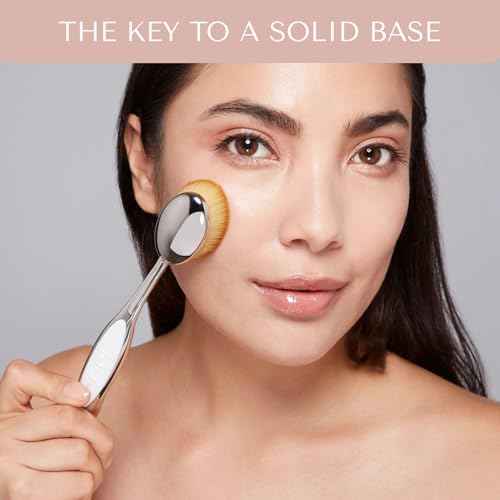 Artis Elite Oval 7 Blonde Fibre Brush ? Professional Dense Makeup Applicator for Foundation, Creams, Powders, BB cream, SPF and Contour, Airbrush finish, Color Rose Gold