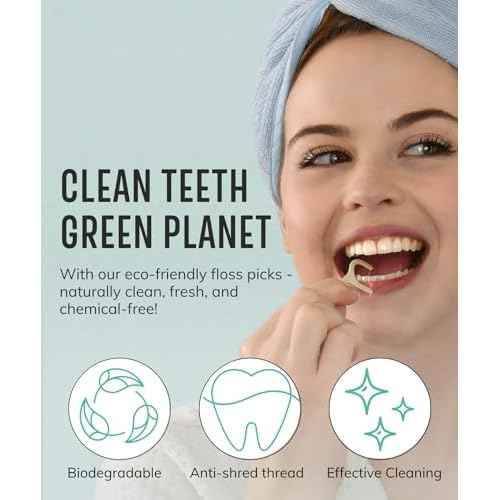 Floss Picks Biodegradable (200pcs) - Natural Dental Floss Picks, Vegan, Sustainable, Reusable, Shred Resistant and Nontoxic Plant-Based Material - Single Thread Mint