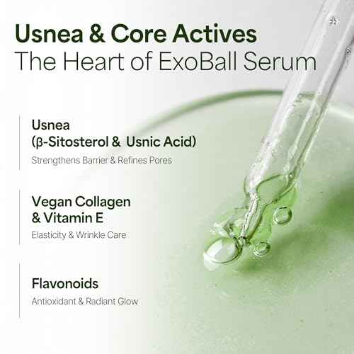 ExoBall Serum (Usnea ¡¤ Collagen ¡¤ Niacinamide) - Radiance, Pore, and Texture Improvement Vegan Brightening & Anti-Aging Serum, Exosome Delivery Korean Skincare 30ml/ 1.01 fl oz.
