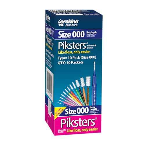 Piksters Interdental Brushes, Size 000, 100 Count (10 x 10 Packs), Interdental Tooth Brush for Extremely Tight and Fine Gaps, Gum Soft Bristles for Plaque Removal, Safe for Braces (100pk)