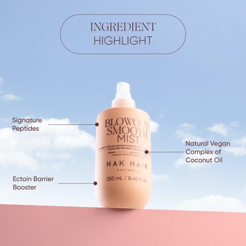 NAK Signature Blowout Mist | Heat Protectant Spray for All Hair Types - Anti-Frizz & Humidity Control, 250ml