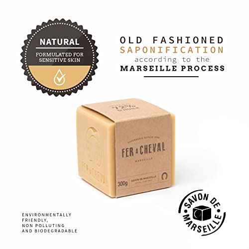 Fer ? Cheval Savon de Marseille Vegetal Soap Cube 300 g/10.58 oz (2 Pack) ? Traditional French Soap, Palm Oil Free, Mild Daily Cleansing, Artisan-Made in Marseille, France
