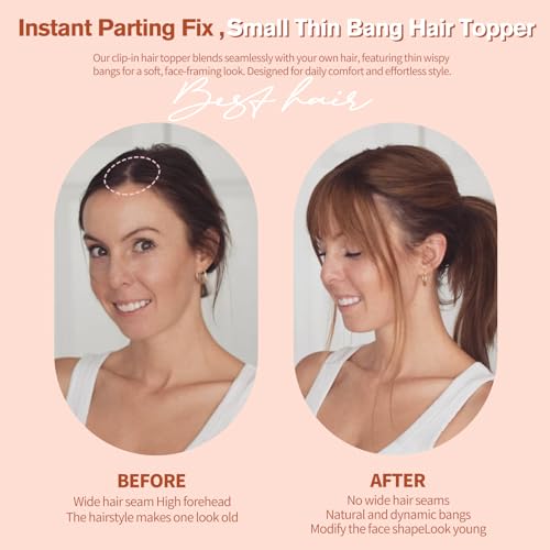 Short Hair Toppers for Women, Real Human Hair Toppers with Bangs, Clip in Human Topper for Thin hair, Thinning Crown Wiglets Hair Pieces Small Top Base 1.9"¡¿3.5" 8 Inch,0.7oz,1B Natural Black