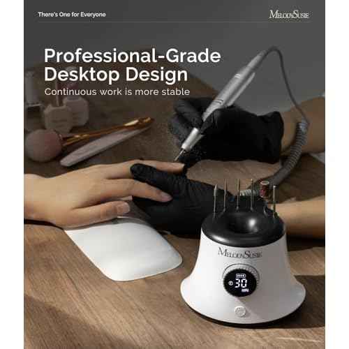 MelodySusie Multifunctional Upgraded Desktop Cordless Nail Drill with Bit Holders, SC320G 30000RPM E-File with Elegant Design for All Manicure Shaping & Gel Removal, Ideal for Nail Artists & Home Use