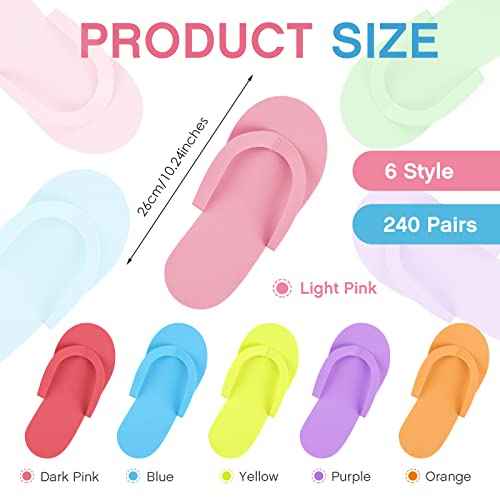 Geyoga 240 Pairs Disposable Pedicure Slippers Foam Disposable Spa Flip Flops Pedicure Shoes for Women Salon Nail Spa (Multi Color)