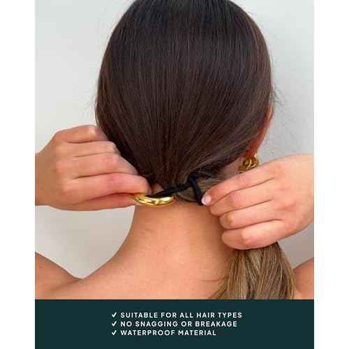 PAVOI 14K Yellow Gold Plated Waterproof Chunky Metal Hair Band Ponytail Holders for Women - Stainless Steel Statement Cuff Fashion Accessories - Stretchy Gold Hair Ties