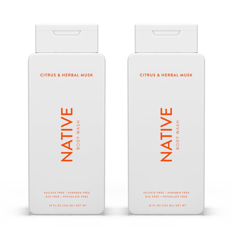 Body Wash for Men & Women - Naturally Derived Ingredients, Sulfate & Paraben Free | Citrus & Herbal Musk, 18 oz (Pack of 2)