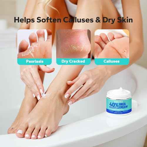 Urea Cream (5.29 Oz), Urea Cream 40 Percent with 2% Salicylic Acid, Foot Cream for Dry Cracked Heels and Feet, for Exfoliation, Skin Barrier Repair & Intensive Hydration