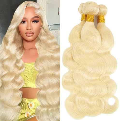 613 Bundles Human Hair Body Wave Blonde Bundles Human Hair 16 18 20 Inch 100% Unprocessed 12A Brazilian Virgin Raw Weave Bundles Human hair Blonde Bundle Body Wave Extensions for Women