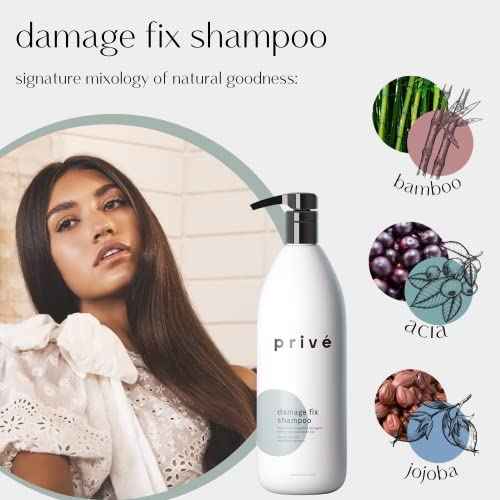 Priv? Damage Fix Hair Shampoo for Women & Men - Sulfate-Free Repair Shampoo for Damaged Hair - Strengthening & Moisturizing Formula for Dry, Dull & Over-Processed Strands (33.8 oz)
