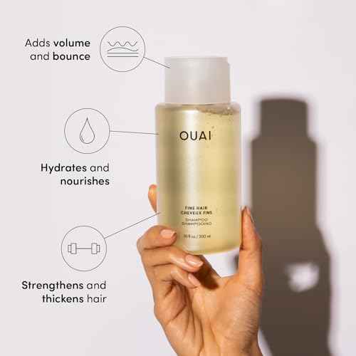 OUAI Fine Shampoo and Conditioner Set - Sulfate Free Shampoo and Conditioner for Women & Men - Made with Keratin, Marshmallow Root, Shea Butter & Avocado Oil - Free of Parabens & Phthalates (10 Fl Oz)