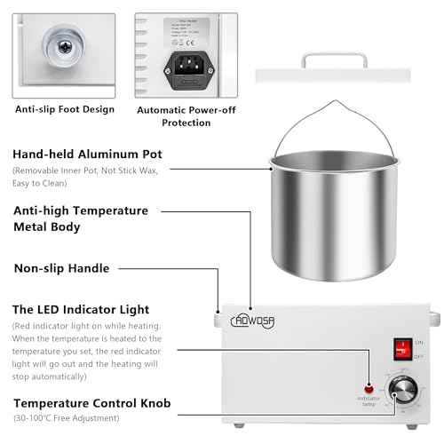 Single Wax Warmer Professional 3L Electric Wax Heater Machine Hold 5.5 Lbs Wax for Hair Removal, Large Wax Pot Paraffin Facial Skin Body SPA Salon Equipment with 100 Wax Sticks