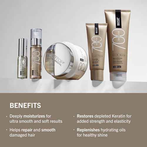 Biotop Professional 700 Keratin + Kale Hair Shampoo - Damaged Hair Repair Rich in Vitamins A, C + K - Fights Frizz & Reduces Breakage in Coarse, Thick Hair - 8.45 oz