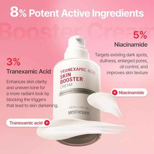 MEDITHERAPY Tranexamic Acid Skin Booster Cream 3.4 Fl Oz - 5% Niacinamide & 3% TXA Korean Face Moisturizer - Gentle Face Cream for Improved Clarity & Even Skin Tone - Radiant Complexion, Natural Color