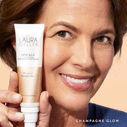 LAURA GELLER NEW YORK Ready-n-Radiant Kit (3 PC) - Baked Bronze-n-Brighten, Deep + Spackle Super-Size Skin Perfecting Primer, Champagne Glow + Retractable Angled Kabuki Brush