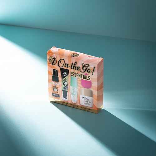 W7 On the Go Essentials Gift Set - Mini Makeup Must-Haves with Primer, Setting Spray, Mascara, Golden Glow Bronzing Drops & Beauty Sponge - Travel or Handbag Size Essentials