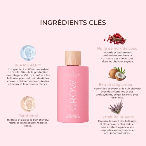 COCOSOLIS GROW Hair Growth Conditioner | Fast Hair Growth & Anti-Aging Moisture Treatment | Strengthens Follicles | For Dry, Curly & Thin Hair | With Vitamin E & Kerascalp | Vegan Hair Care