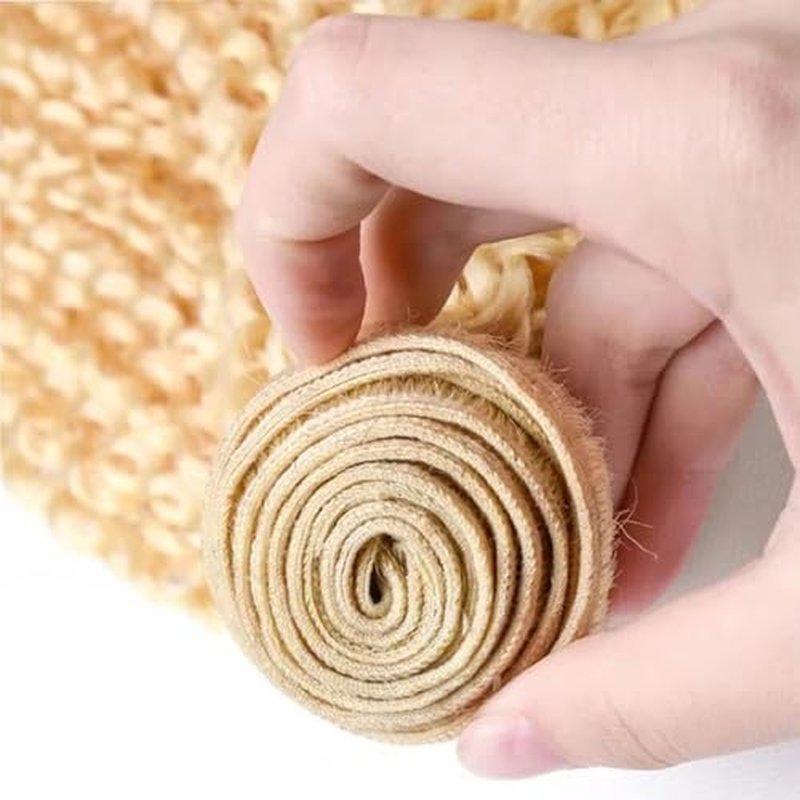 #613 Blonde Human Braiding Hair Deep Wave Bulk 18 18 18 Inch Human Hair Weave 3 Bundle Unprocessed Brazilian Virgin Hair Honey Blonde Deep Curly Braiding Hair Extensions 50 Grams/Bundle